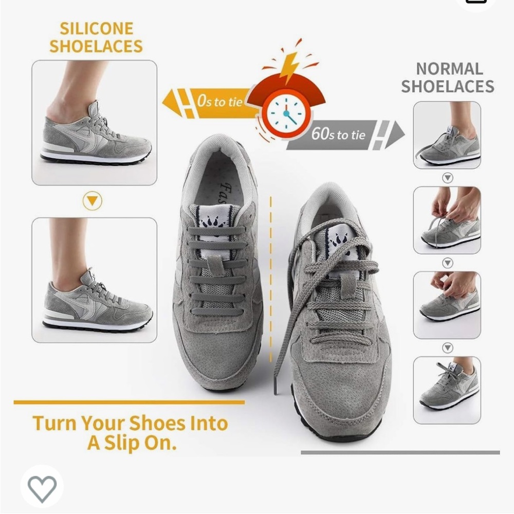 NWT 2-pack No Tie Stretch Silicone Shoelace - Picture 4 of 7